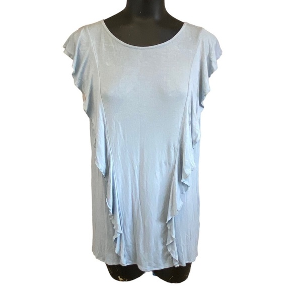 Joseph A. Flutter Sleeves Light Blue Top Blouse - Picture 1 of 6